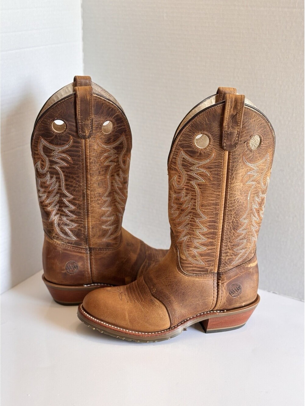 Double H Ultra Gel ICE Buckaro Womens Sz 8.5 Brown Leather Western Pull On Boots